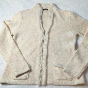 Elie Tahari wool blend sweater size L fringe